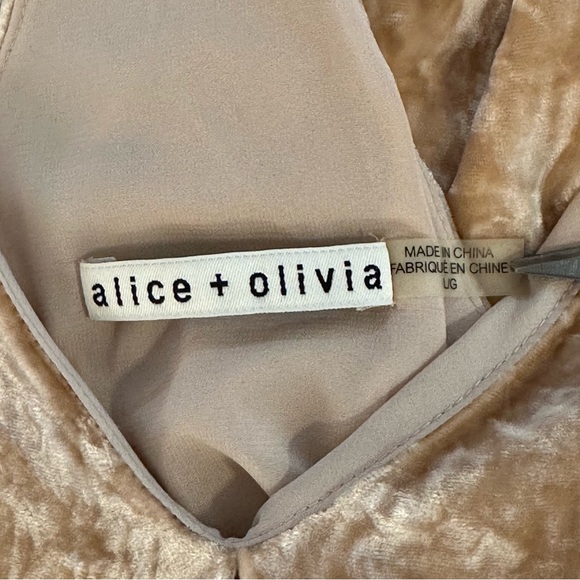 Alice + Olivia Fierra Crushed Velvet Cream Gold Tank Mini Dress Sz L Retail $295 - Picture 5 of 10